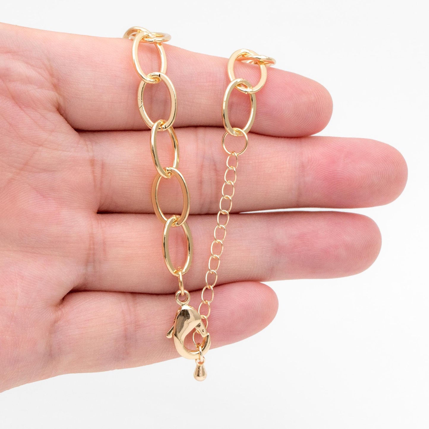 Dainty Gold Oval Link Chains, Finished Bracelet/ Anklet/ Necklace with Extender Chain, Ready to Wear (#LK-351)