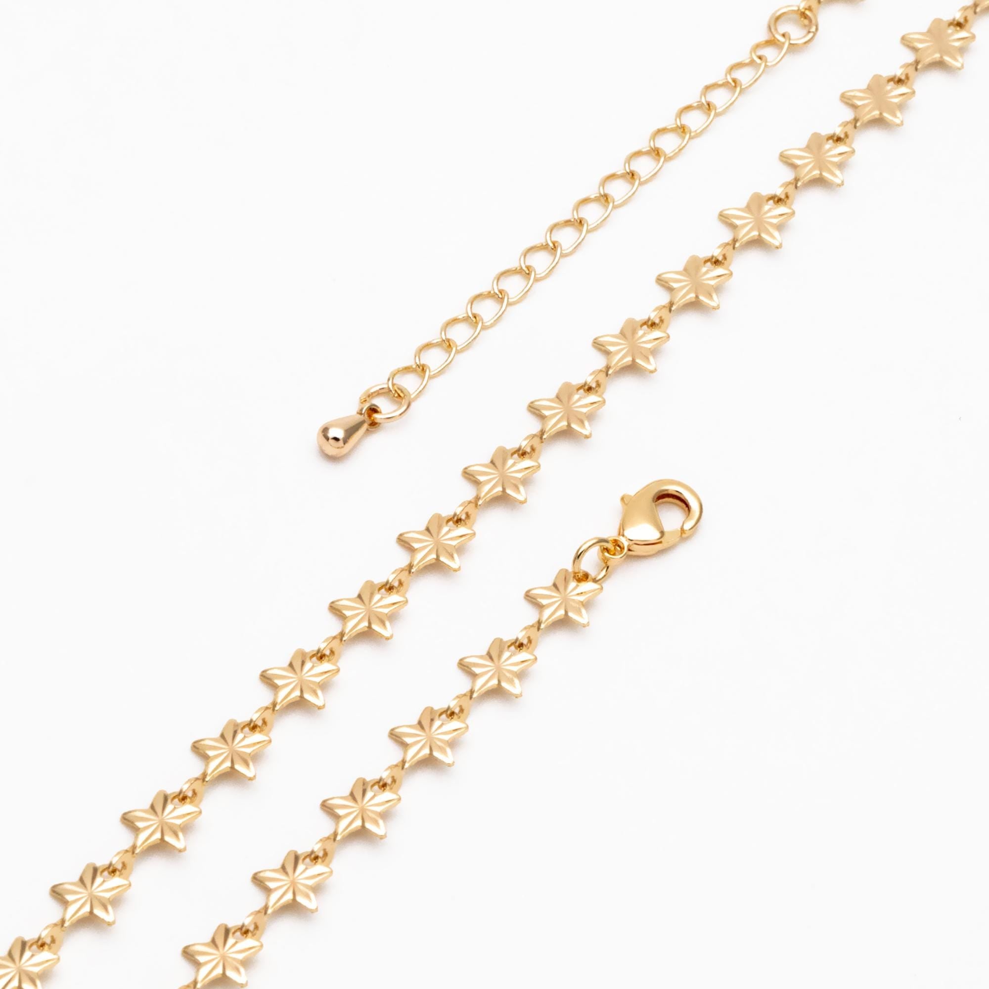 Gold Star Chain, Finished Bracelet/ Anklet/ Necklace with Extender Chain, Ready to Wear (#LK-570)