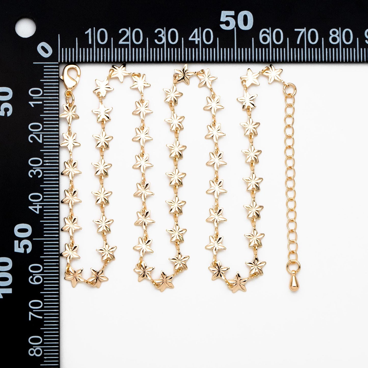 Gold Star Chain, Finished Bracelet/ Anklet/ Necklace with Extender Chain, Ready to Wear (#LK-570)