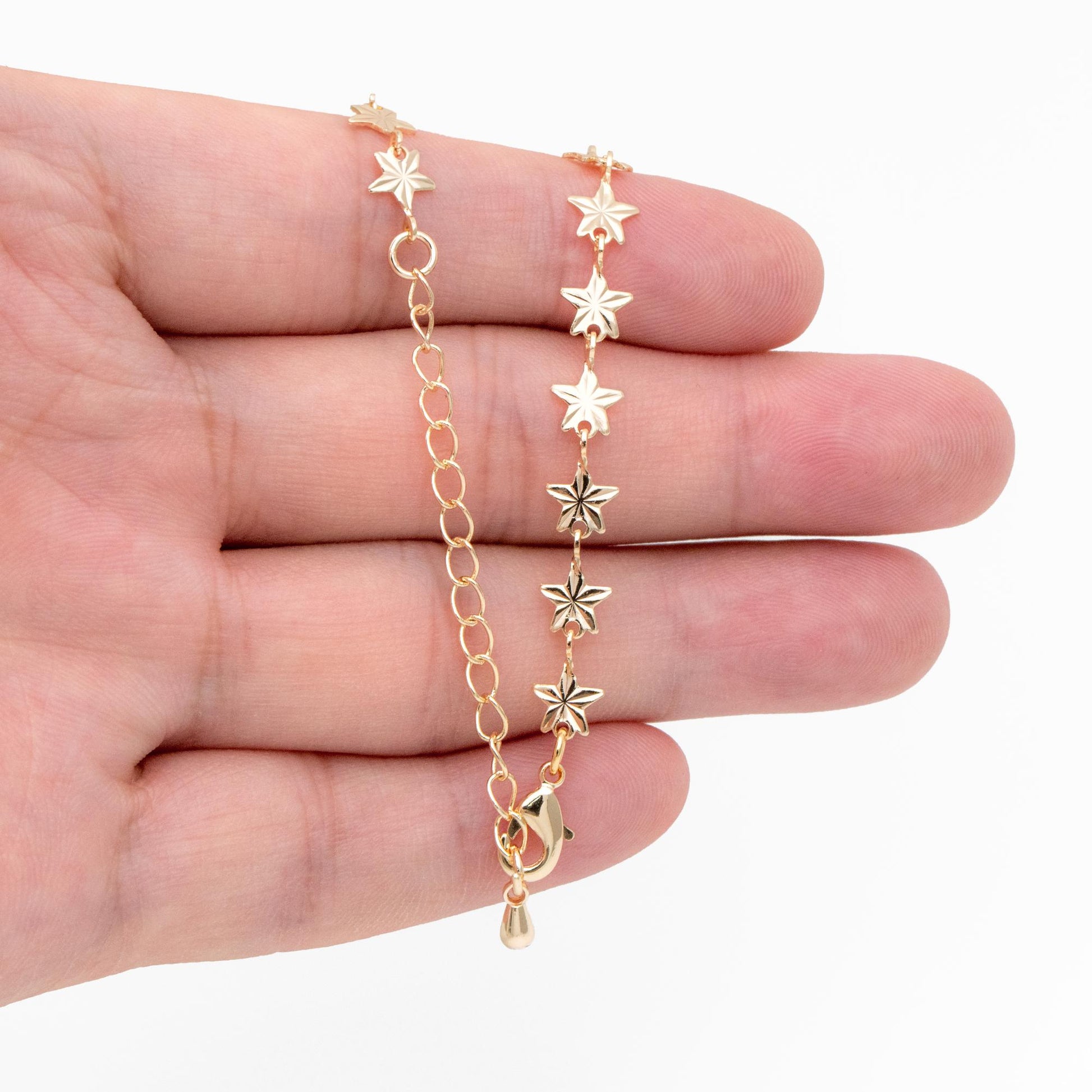 Gold Star Chain, Finished Bracelet/ Anklet/ Necklace with Extender Chain, Ready to Wear (#LK-570)