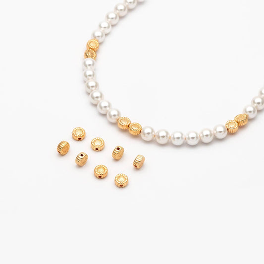 10pcs Gold Sun Flower Spacer Beads 6mm, Real Gold plated Brass Spacer Beads (GB-4120)