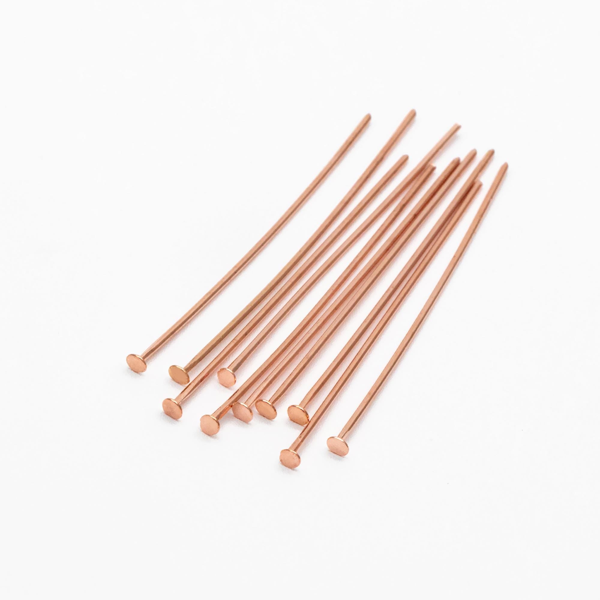 100pcs Gold/ Silver/ Rose Gold Head Pins, 30x0.5mm (24 gauge) 40x0.7mm (21 gauge), Gold/ Rhodium plated Brass Headpins (GB-023)