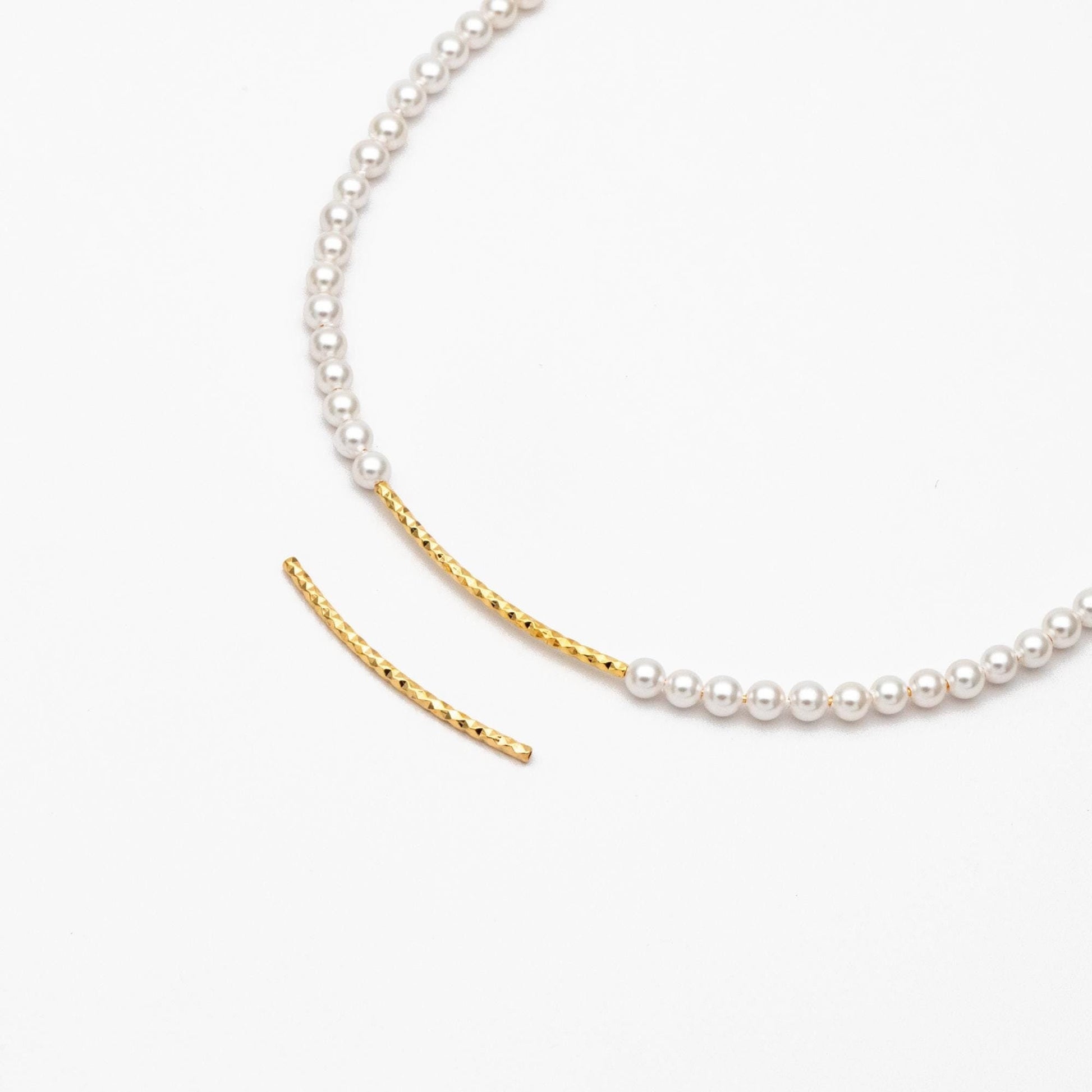 20pcs Gold plated Brass Curved Tube Beads, 30mm Long by 1.5mm Wide, Metal Bar Spacer Beads (GB-046-B)