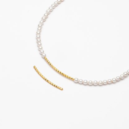 20pcs Gold plated Brass Curved Tube Beads, 30mm Long by 1.5mm Wide, Metal Bar Spacer Beads (GB-046-B)