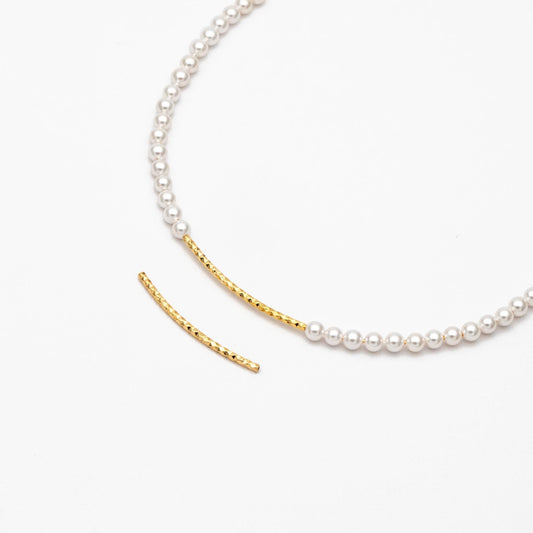 20pcs Gold plated Brass Curved Tube Beads, 30mm Long by 1.5mm Wide, Metal Bar Spacer Beads (GB-046-B)