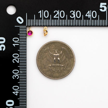 10pcs Gold Plated Round CZ Charms: Mini Cubic Zirconia Coin Pendant 4x6mm (GB-565)