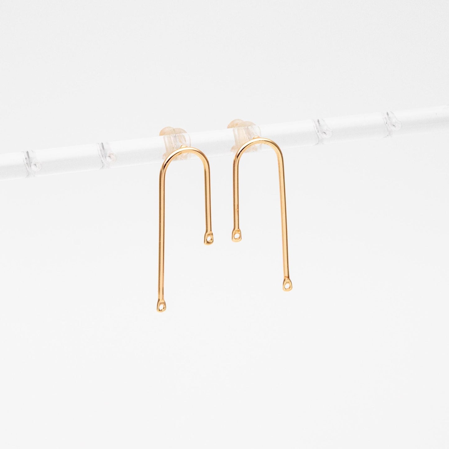 10pcs Gold Bar Stud Earrings, U-shaped Ear Posts, Simple Ear Wire Findings (GB-784)