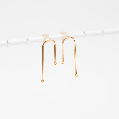 10pcs Gold Bar Stud Earrings, U-shaped Ear Posts, Simple Ear Wire Findings (GB-784)