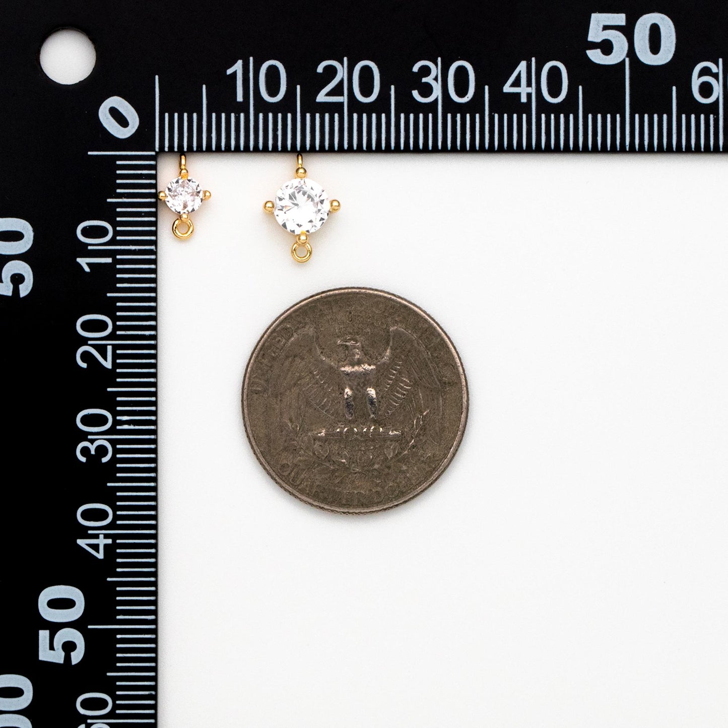 10pcs Gold/ Silver/ Rose Gold Cubic Zirconia Connector, Real 18K Gold/ Rhodium plated Brass CZ Charm (GB-1106)