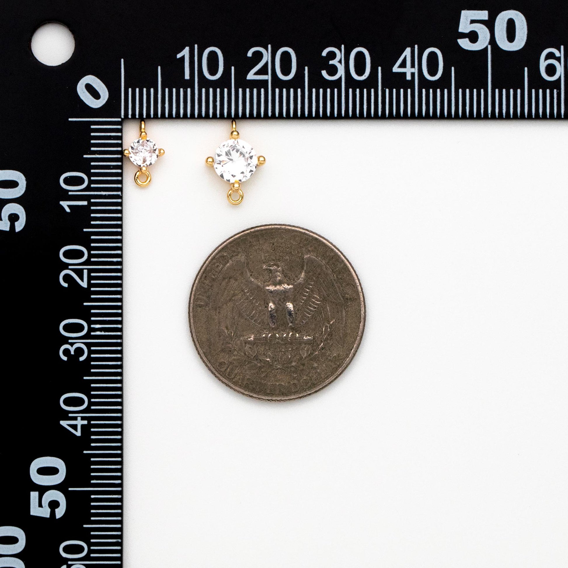 10pcs Gold/ Silver/ Rose Gold Cubic Zirconia Connector, Real 18K Gold/ Rhodium plated Brass CZ Charm (GB-1106)