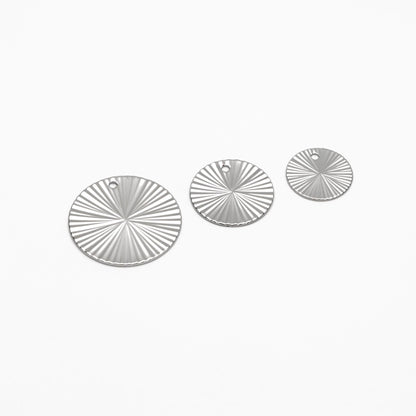 10pcs Gold/ Silver Round Disc Charms 12/ 15/ 20mm, 18K Gold/ Rhodium plated Brass Disk Pendants (GB-3274)
