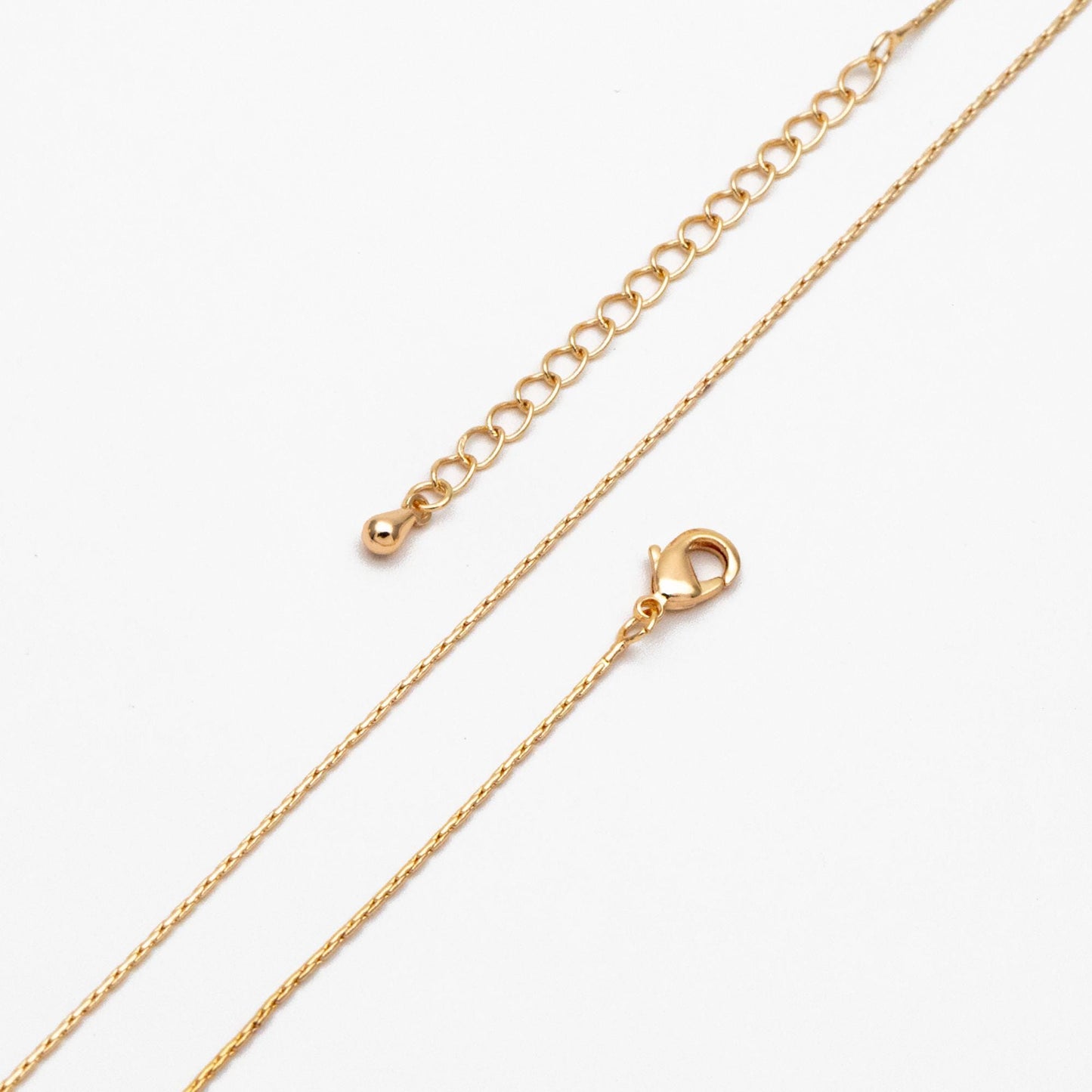 Gold/ Rhodium plated Brass Dainty Chains 0.8mm, 18 Inch Finished Necklace with 4cm Extender Chain, Ready to Wear (#LK-308)