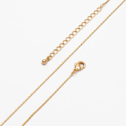 Gold/ Rhodium plated Brass Dainty Chains 0.8mm, 18 Inch Finished Necklace with 4cm Extender Chain, Ready to Wear (#LK-308)