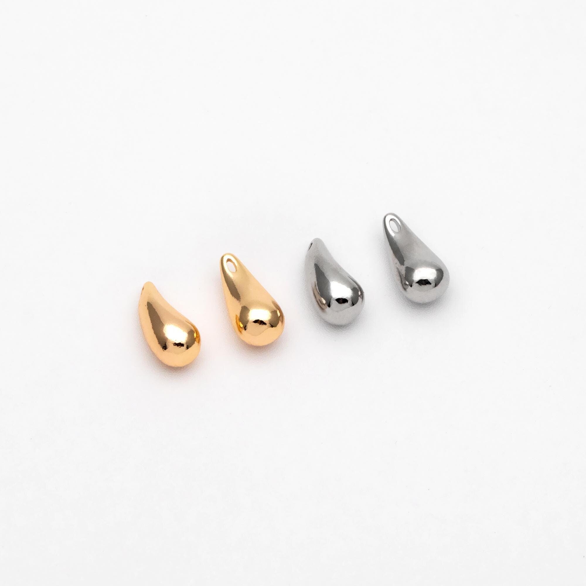 10pcs Gold/ Silver Tone Teardrop Charms 11x5mm, Earring Drop charms, Water Drop charms (GB-4559)