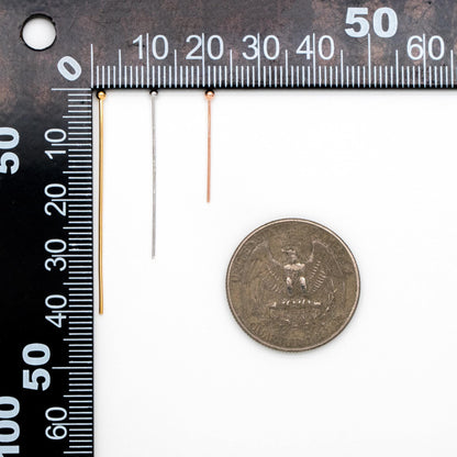 100pcs Gold/ Silver/ Rose Gold Ball Point Headpins, 0.5mm (24 Gauge)/ 0.7mm (21 Gauge), Gold/ Rhodium plated Brass Ball Head Pins (GB-024)