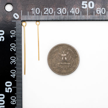 100pcs Gold/ Silver/ Rose Gold Eye Pins, 30x0.5mm (24 Gauge) 40x0.7mm (21 Gauge), Gold/ Rhodium plated Brass Eyepins (GB-026)
