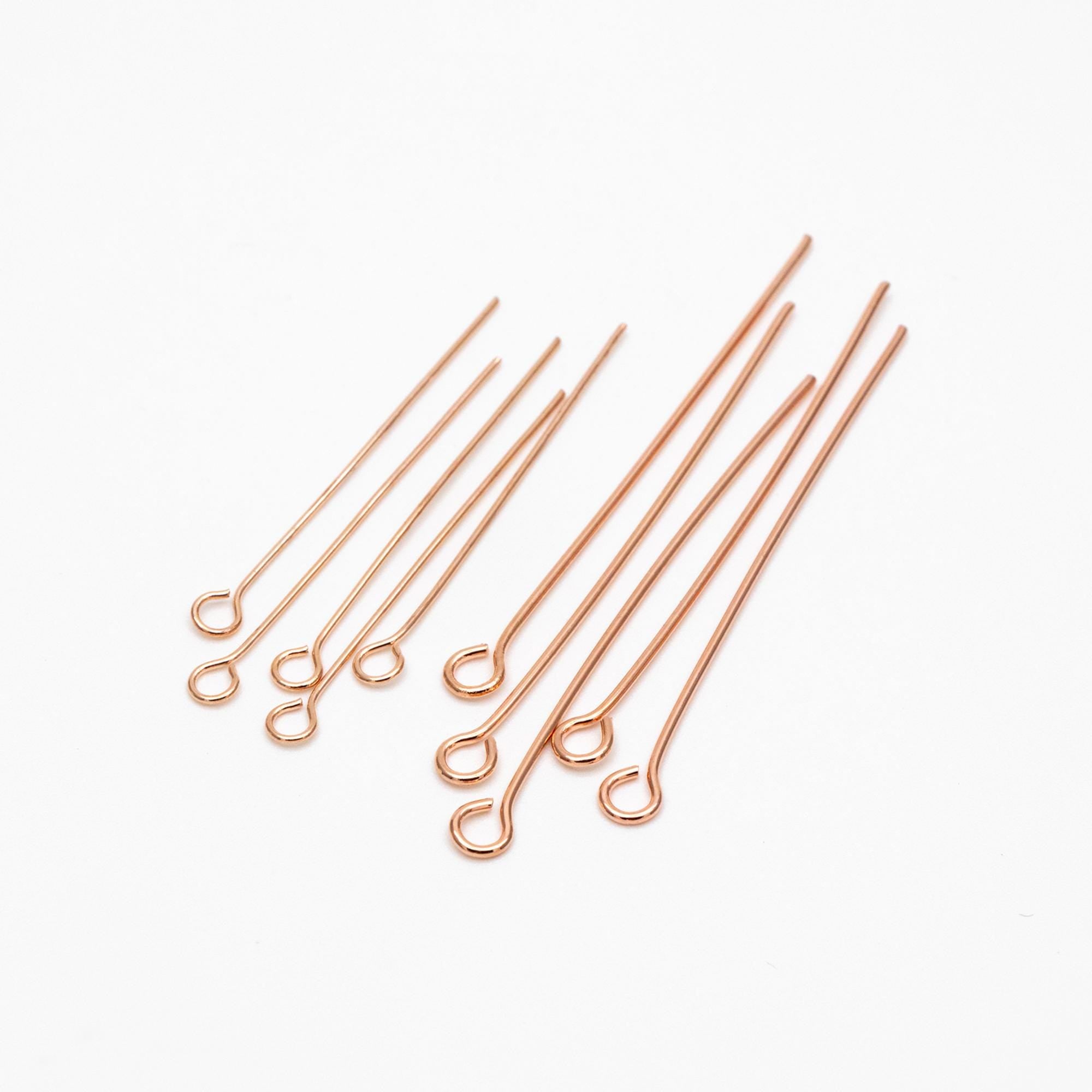 100pcs Gold/ Silver/ Rose Gold Eye Pins, 30x0.5mm (24 Gauge) 40x0.7mm (21 Gauge), Gold/ Rhodium plated Brass Eyepins (GB-026)