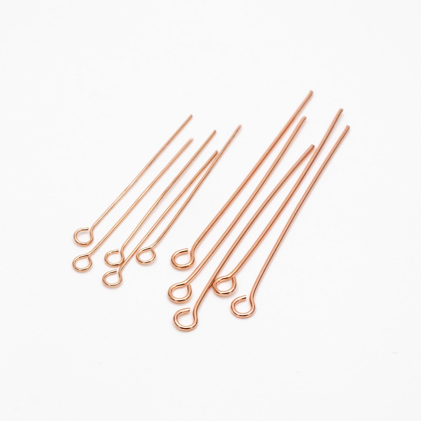 100pcs Gold/ Silver/ Rose Gold Eye Pins, 30x0.5mm (24 Gauge) 40x0.7mm (21 Gauge), Gold/ Rhodium plated Brass Eyepins (GB-026)