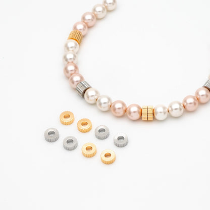 20pcs Gold/ Silver Gear Round Spacer Beads 7mm, Jewelry Making Supplies Wholesale (GB-2877)