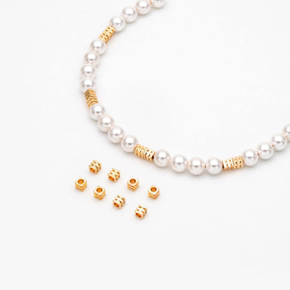 20pcs Gold Cube Spacer Beads 3mm, Real Gold plated Brass Square Beads, Lead Nickel Free (GB-3188)