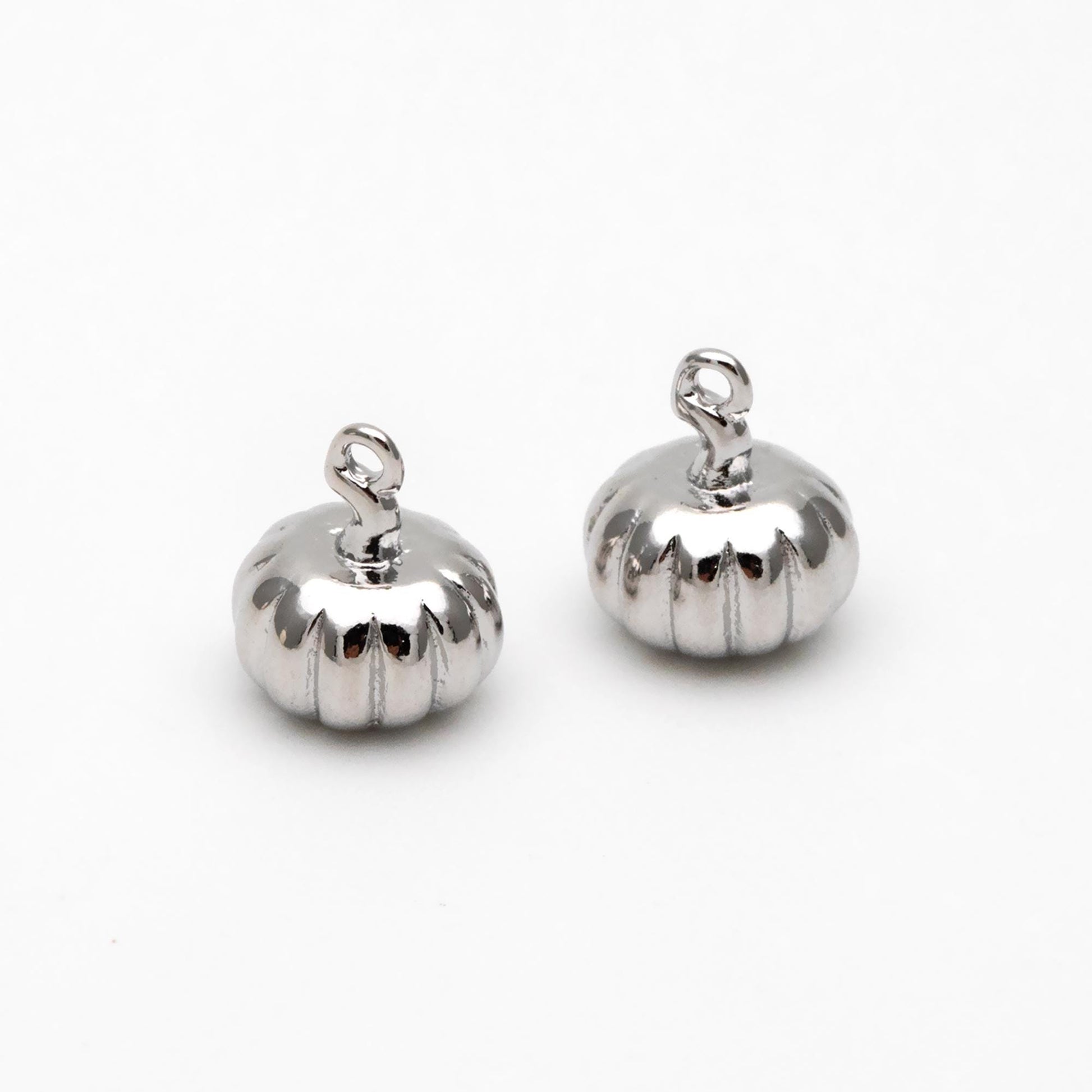 10pcs Gold/ Silver Pumpkin Charm 9x7mm, Real Gold/ Rhodium plated Brass, 3D Pumpkin Pendants (GB-4589-A)
