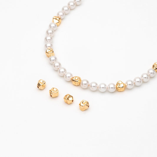 10pcs Irregular Stone Spacer Beads, Gold plated Brass, Jewelry Making, Diy Material, Jewelry Supplies (GB-2956-D)
