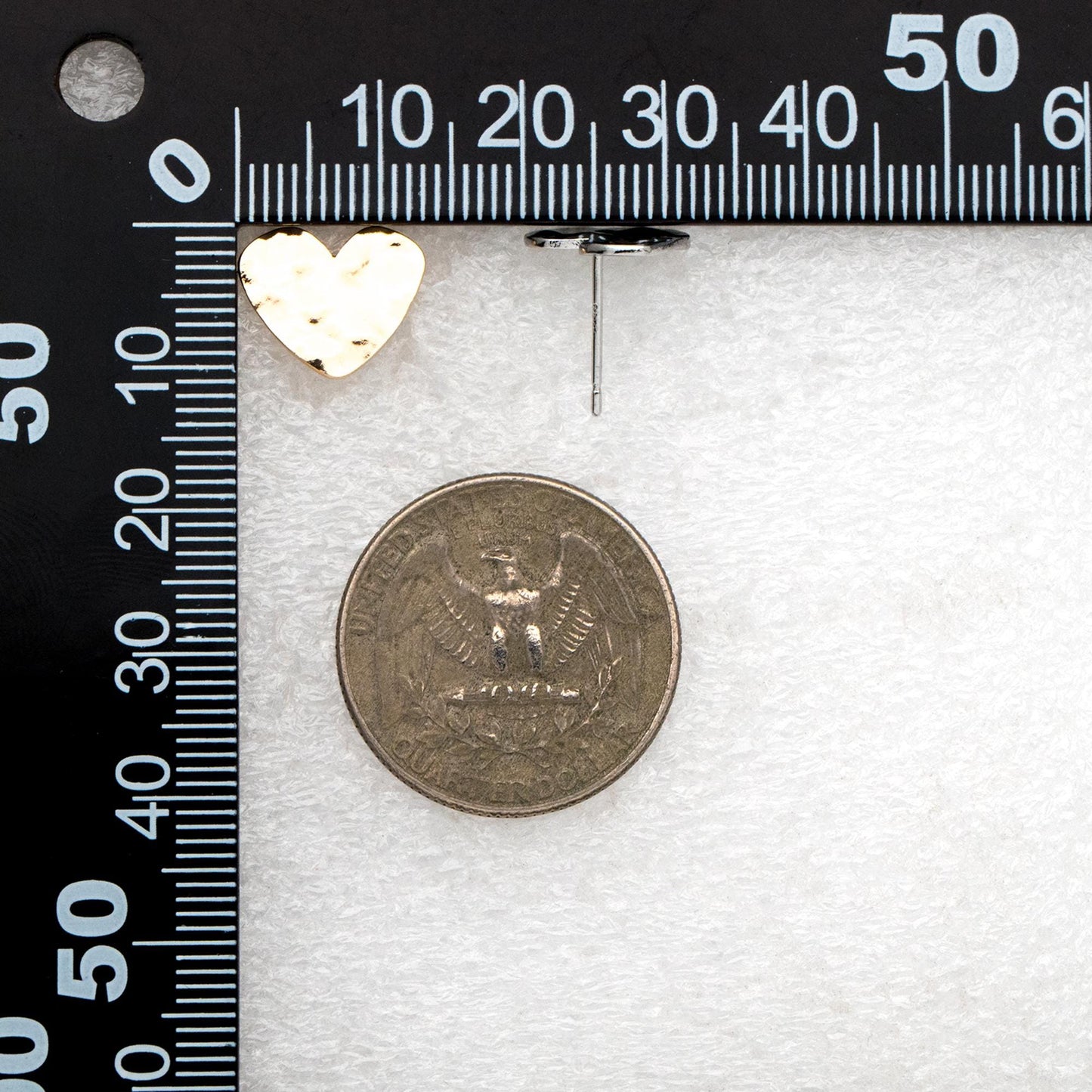 10pcs Gold/ Silver Hammered Heart Earrings, Real Gold/ Rhodium plated Brass, Geometric Earring Studs (GB-4567)