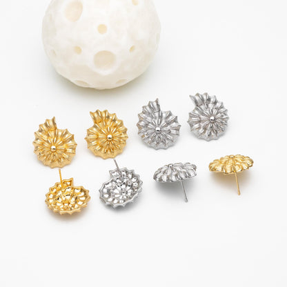 4pcs Gold/ Silver Tone Spiral Shell Earrings, Modern Style Earrings, Fashion Earrings, Beach Jewelry (GB-4571)