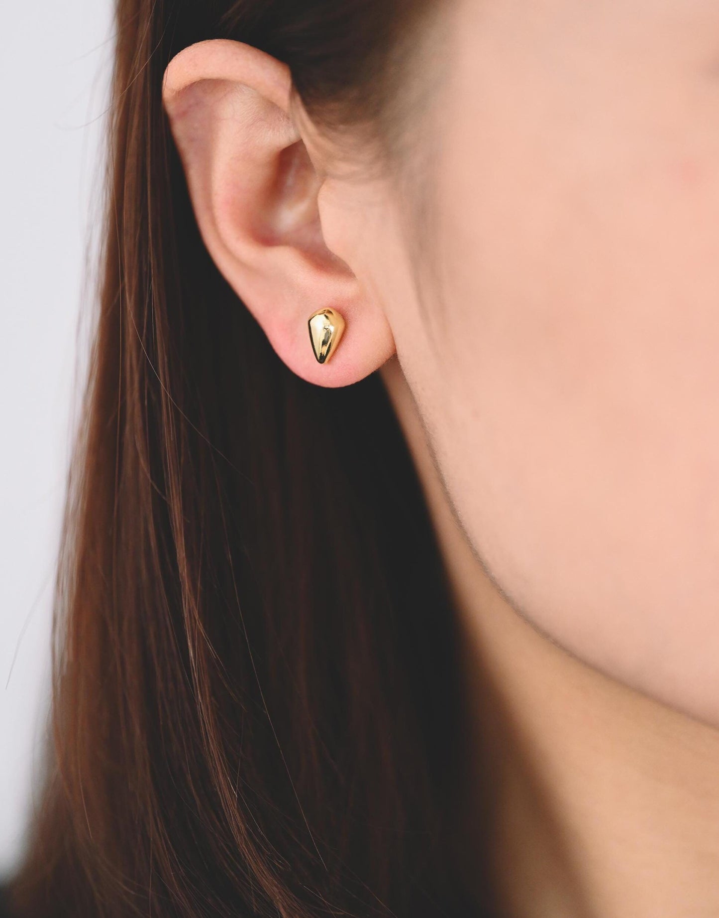 10pcs Gold/ Silver Teardrop Earrings, 18K Gold/ Rhodium Plated Brass, Water Drop Stud Earrings (GB-4544)