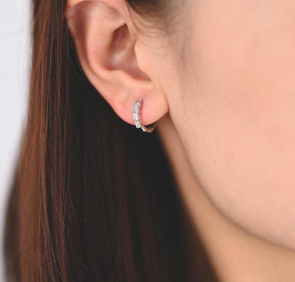 4pcs CZ Pave Gold/ Silver Hoop Earrings, 18K Real Gold/ Rhodium plated Brass, Dainty Huggie Earrings, Minimalist Earrings (GB-3826-C)