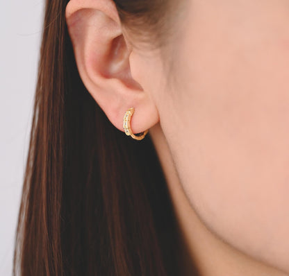 4pcs CZ Pave Gold/ Silver Hoop Earrings, 18K Real Gold/ Rhodium plated Brass, Dainty Huggie Earrings, Minimalist Earrings (GB-3826-C)