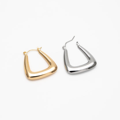 4pcs Gold/ Silver Tone U-Shaped Hoop Earrings, 18K Gold/ Rhodium plated Brass, Huggie Earrings, Minimalist Earrings (GB-4588)