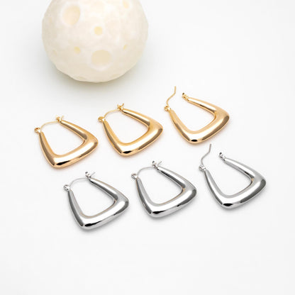 4pcs Gold/ Silver Tone U-Shaped Hoop Earrings, 18K Gold/ Rhodium plated Brass, Huggie Earrings, Minimalist Earrings (GB-4588)
