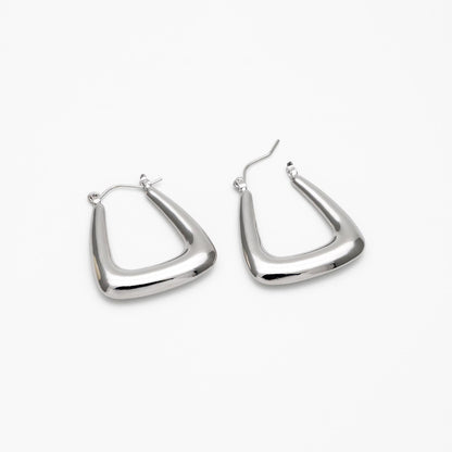 4pcs Gold/ Silver Tone U-Shaped Hoop Earrings, 18K Gold/ Rhodium plated Brass, Huggie Earrings, Minimalist Earrings (GB-4588)