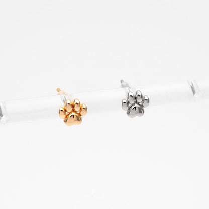 10pcs Gold/ Silver Tone Pet Paw Print Earrings 6x6mm, 18K Gold/ Rhodium Plated Brass, Minimalist Stud Earring (GB-4590)