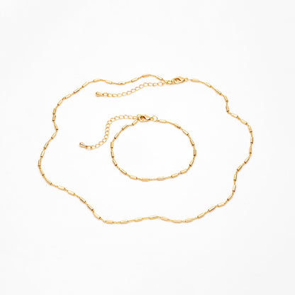 Gold Tube Chains 2mm, Finished Bracelet/ Anklet/ Necklace with Extender Chain, Ready to Wear (#LK-280)