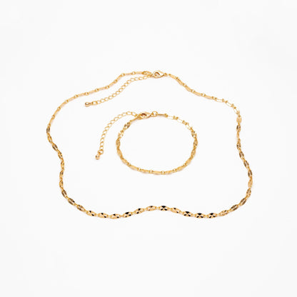 Gold Double Bar Linked Chains, Finished Bracelet/ Anklet/ Necklace with Extender Chain, Ready to Wear (#LK-284)