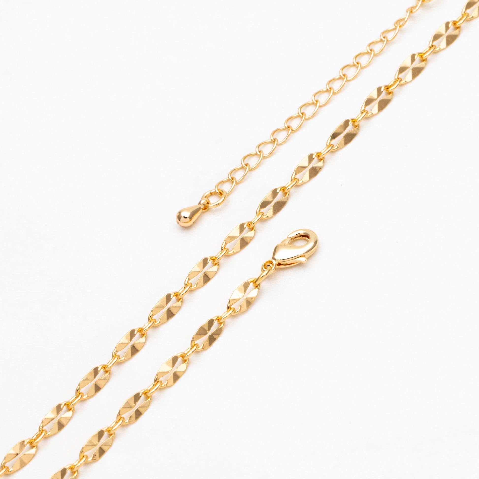 Gold Double Bar Linked Chains, Finished Bracelet/ Anklet/ Necklace with Extender Chain, Ready to Wear (#LK-284)