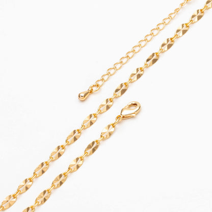 Gold Double Bar Linked Chains, Finished Bracelet/ Anklet/ Necklace with Extender Chain, Ready to Wear (#LK-284)