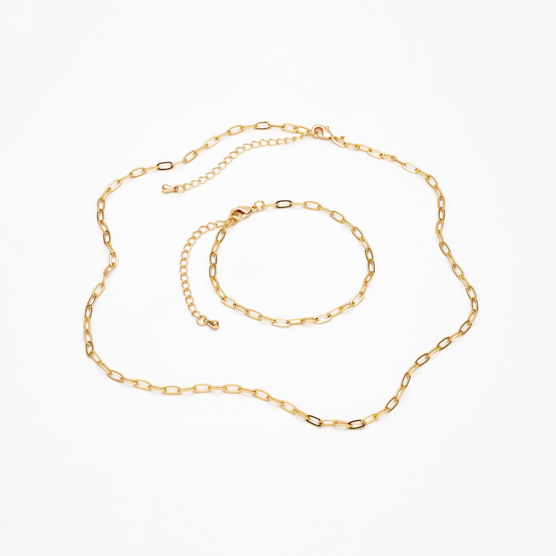 Gold/ Silver Oval Cable Chains 3mm, Finished Bracelet/ Anklet/ Necklace with Extender Chain, Ready to Wear (#LK-287-3)