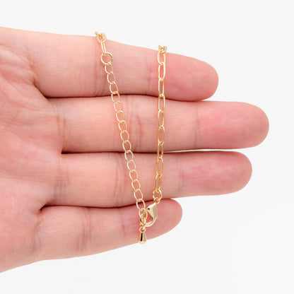 Gold/ Silver Oval Cable Chains 3mm, Finished Bracelet/ Anklet/ Necklace with Extender Chain, Ready to Wear (#LK-287-3)