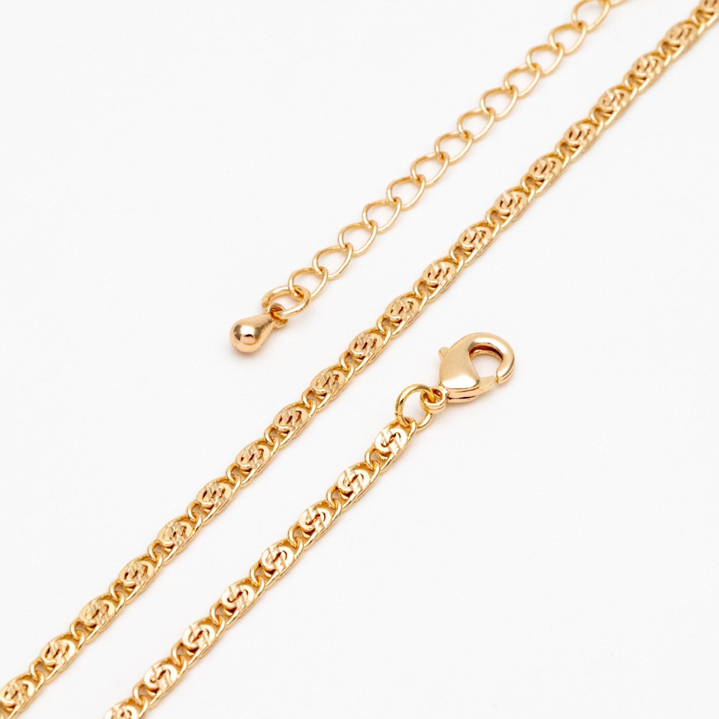 Gold plated Brass Floral Specialty Chain 2.5mm, Finished Bracelet/ Anklet/ Necklace with Extender Chain, Ready to Wear (#LK-326)