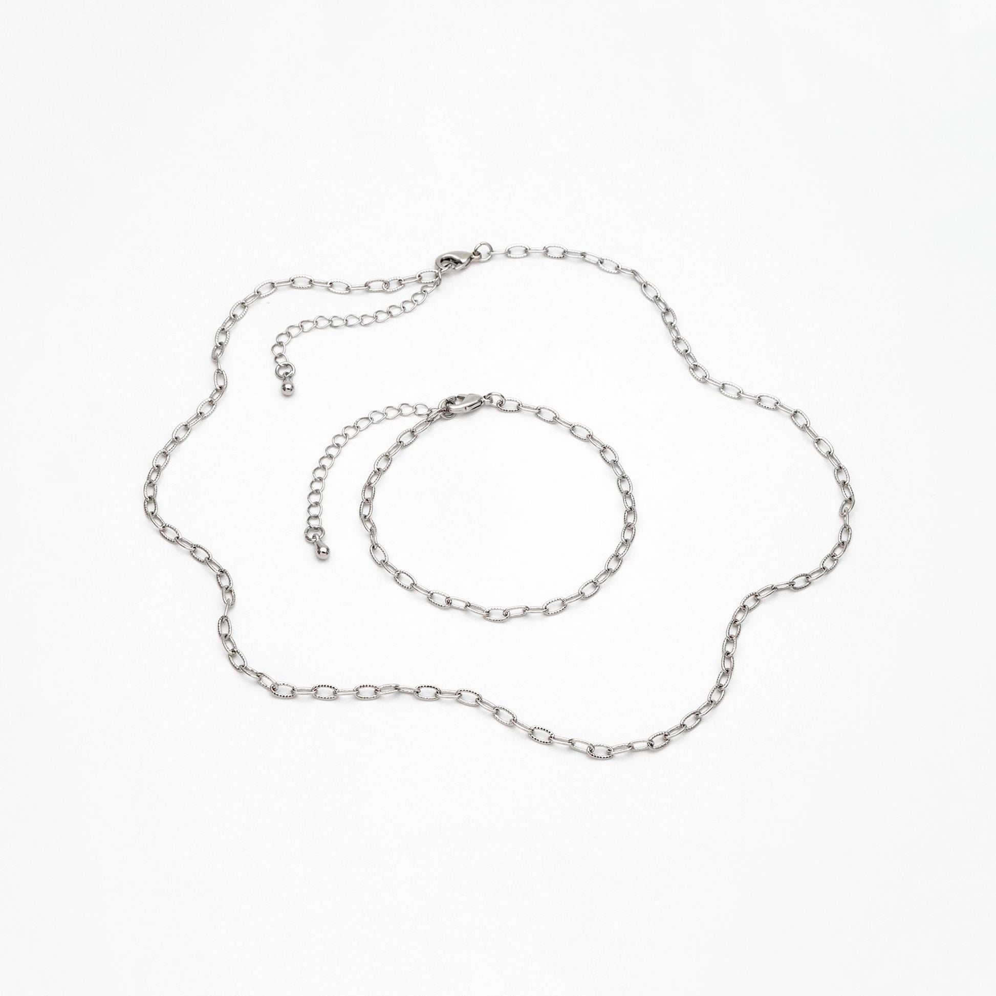 Gold/ Silver Oval Cable Chains 3mm, Finished Bracelet/ Anklet/ Necklace with Extender Chain, Ready to Wear (#LK-333-3)