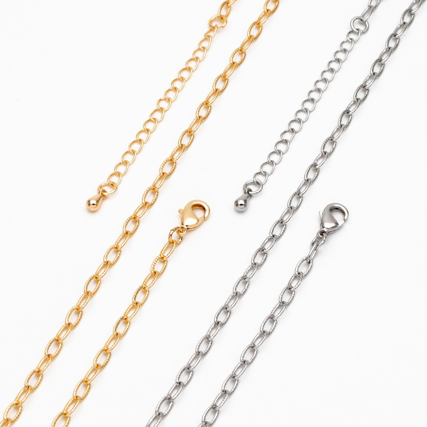 Gold/ Silver Oval Cable Chains 3mm, Finished Bracelet/ Anklet/ Necklace with Extender Chain, Ready to Wear (#LK-333-3)