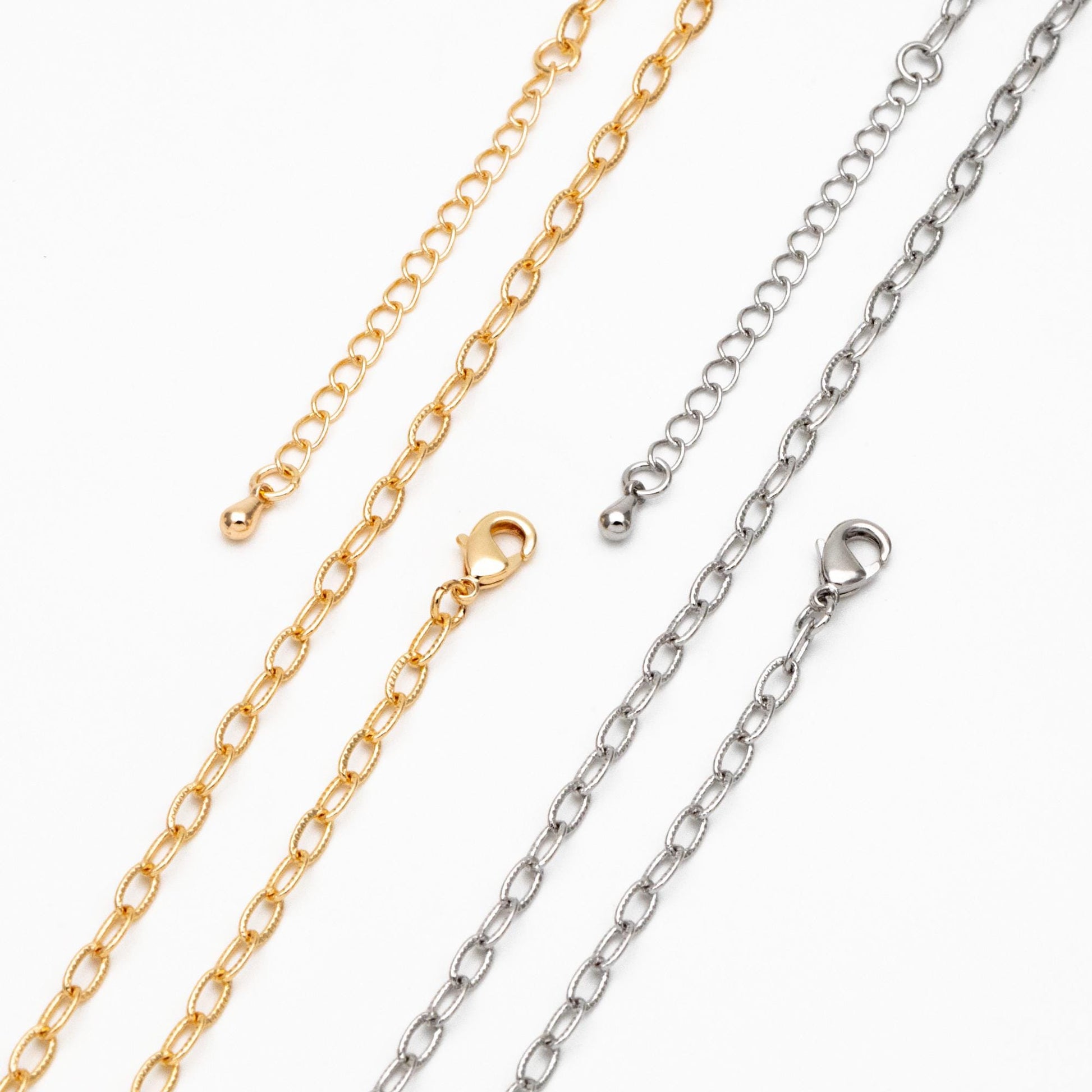 Gold/ Silver Oval Cable Chains 3mm, Finished Bracelet/ Anklet/ Necklace with Extender Chain, Ready to Wear (#LK-333-3)