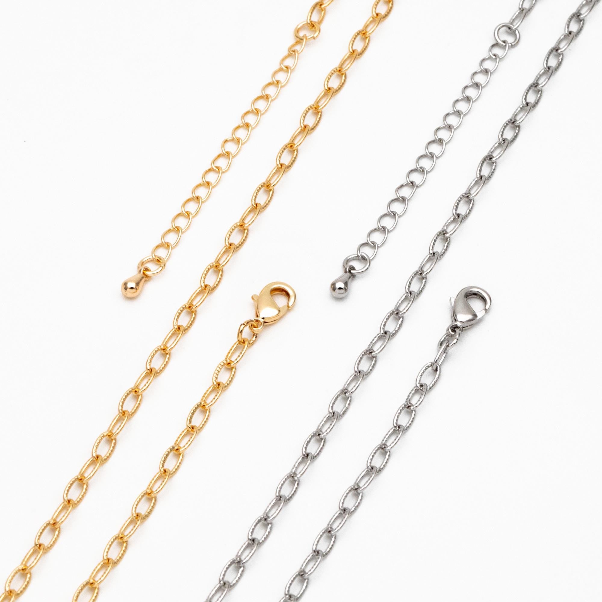 Gold/ Silver Oval Cable Chains 3mm, Finished Bracelet/ Anklet/ Necklace with Extender Chain, Ready to Wear (#LK-333-3)