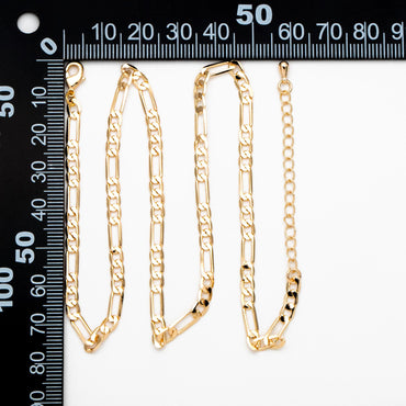 Gold Delicate Flat Figaro Chains 2.5/ 3.5mm, Finished Bracelet/ Anklet/ Necklace with Extender Chain, Ready to Wear (#LK-355)