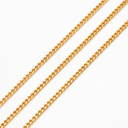 Gold/ Silver Tone Curb Chain 2mm, Gold/ Rhodium Plated Brass Chain, Strong Curb Chain Findings (#LK-447)/ 1 Meter=3.3 ft