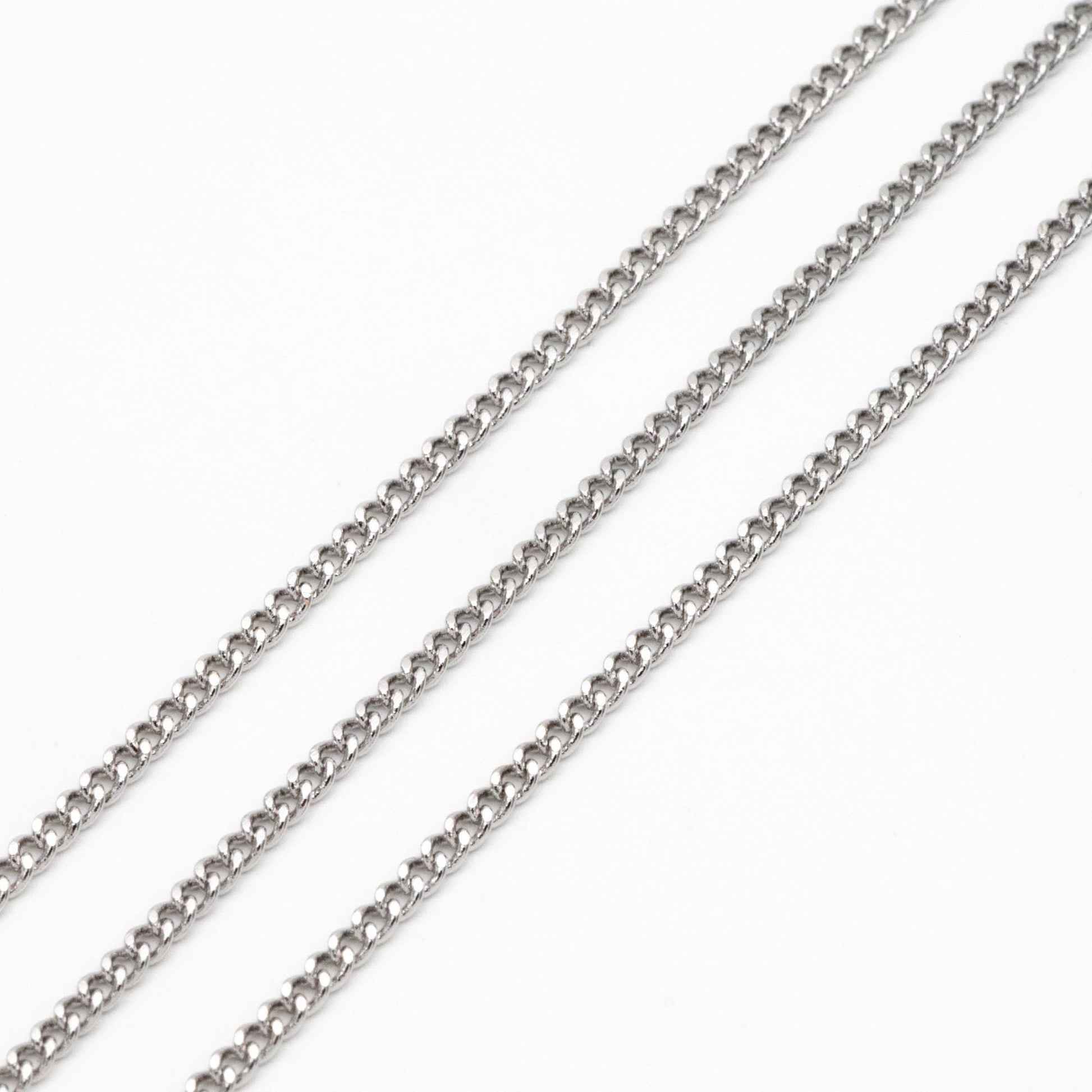 Gold/ Silver Tone Curb Chain 2mm, Gold/ Rhodium Plated Brass Chain, Strong Curb Chain Findings (#LK-447)/ 1 Meter=3.3 ft