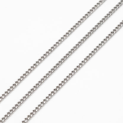 Gold/ Silver Tone Curb Chain 2mm, Gold/ Rhodium Plated Brass Chain, Strong Curb Chain Findings (#LK-447)/ 1 Meter=3.3 ft
